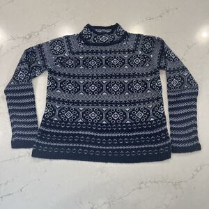AVENTURA Sz Small Melrose Fair Isle Mock Neck Pullover Sweater Blue Fair Trade‎